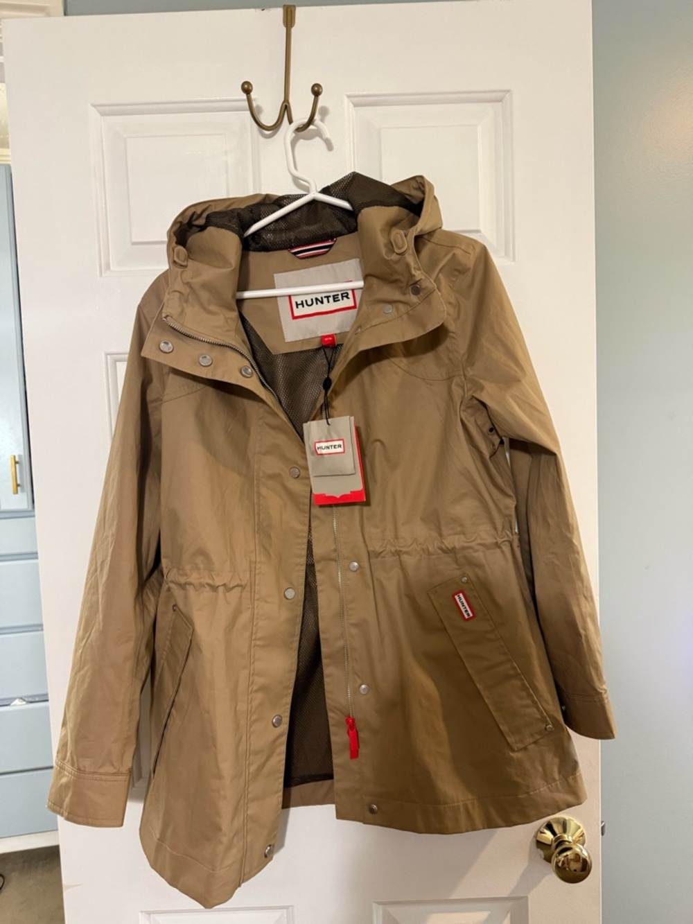 Hunter Adela Women's Hooded Trench Coat in Beige M - Picture 6 of 6